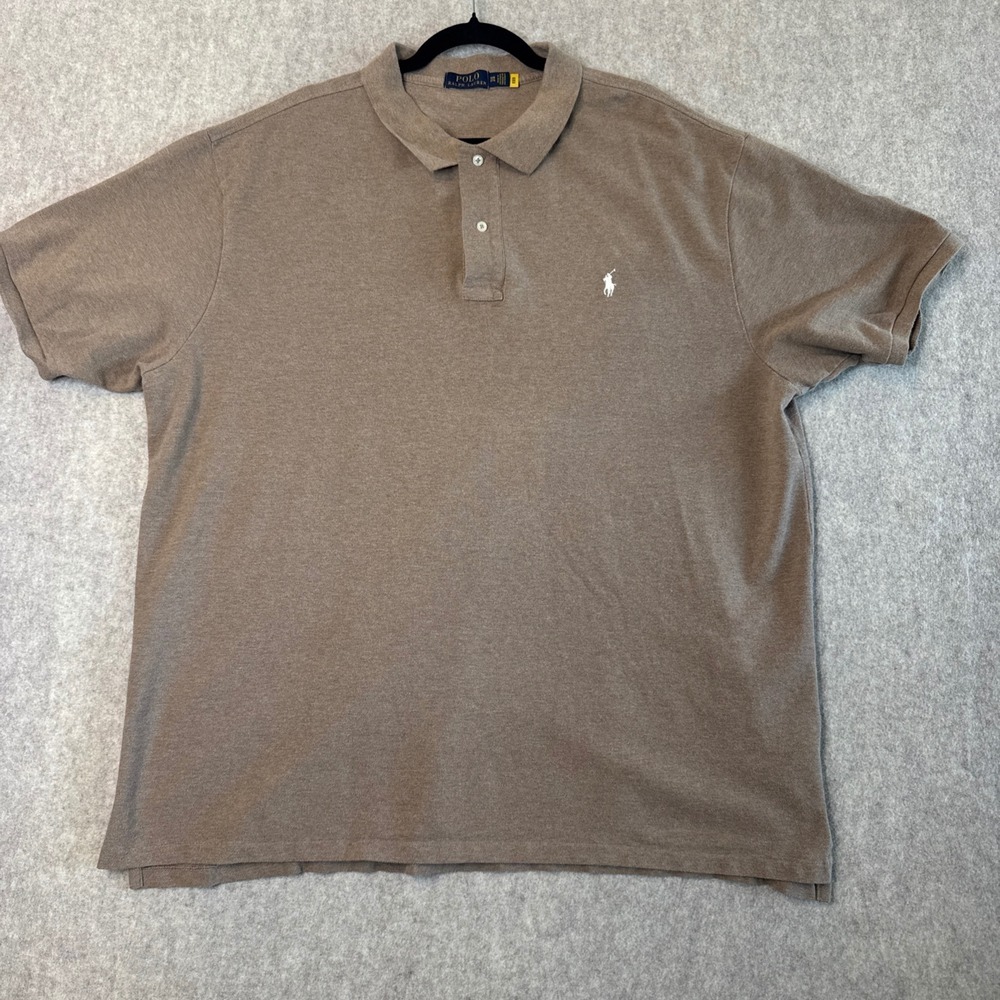 Polo Ralph Lauren Mens 3XB Short Sleeve Polo Shirt Brown Heathered Pony Logo